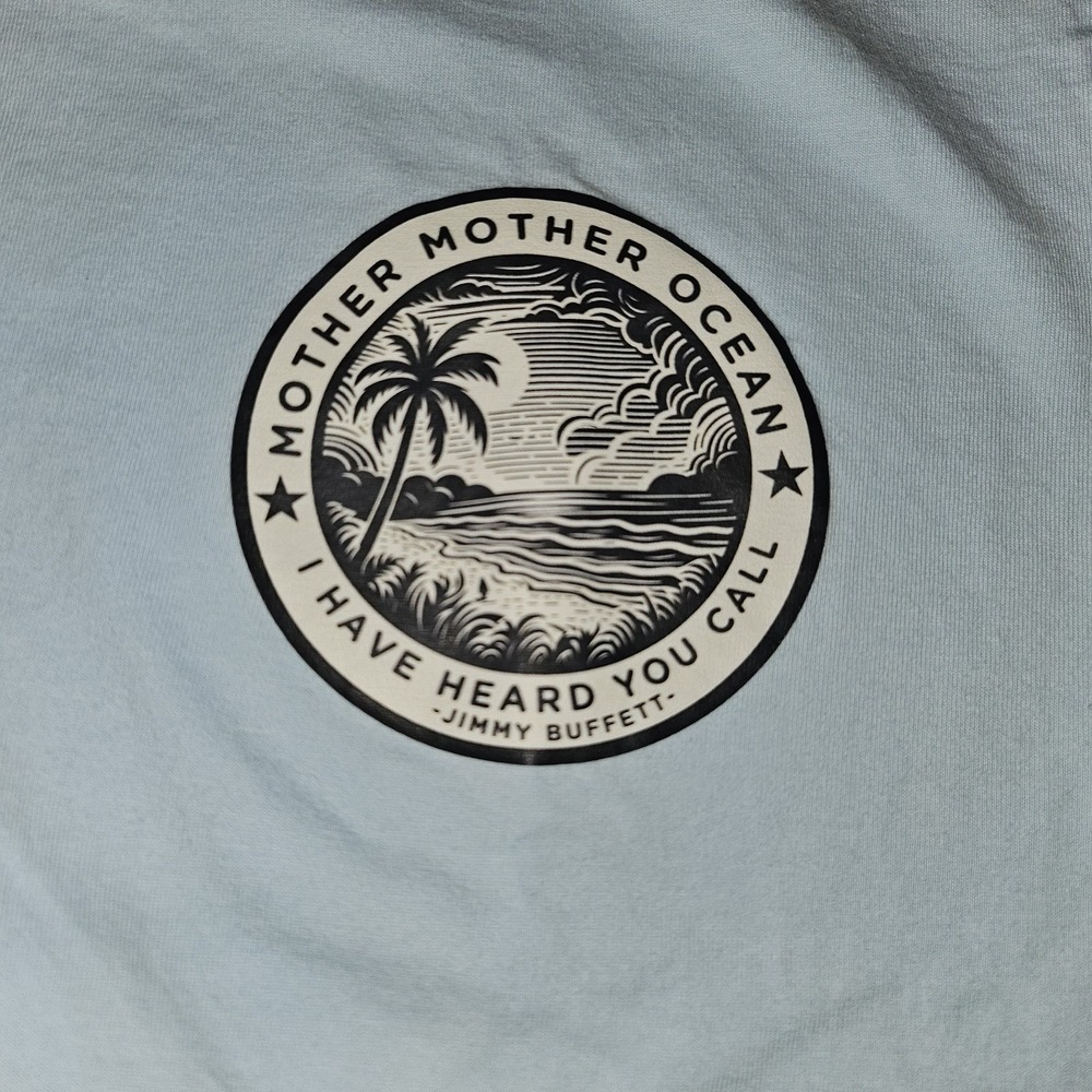 Jimmy Buffet  Tshirt XXL.  Mother Ocean. Light Blue. Parrothead. See Descript